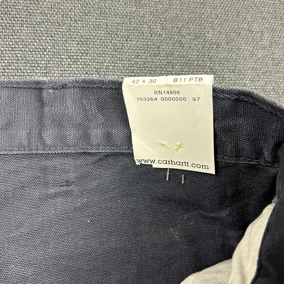 Carhartt Pants Mens 42x30 B11 PTB Washed Duck Work Dungaree Single Knee Blue NWT - Picture 6 of 10